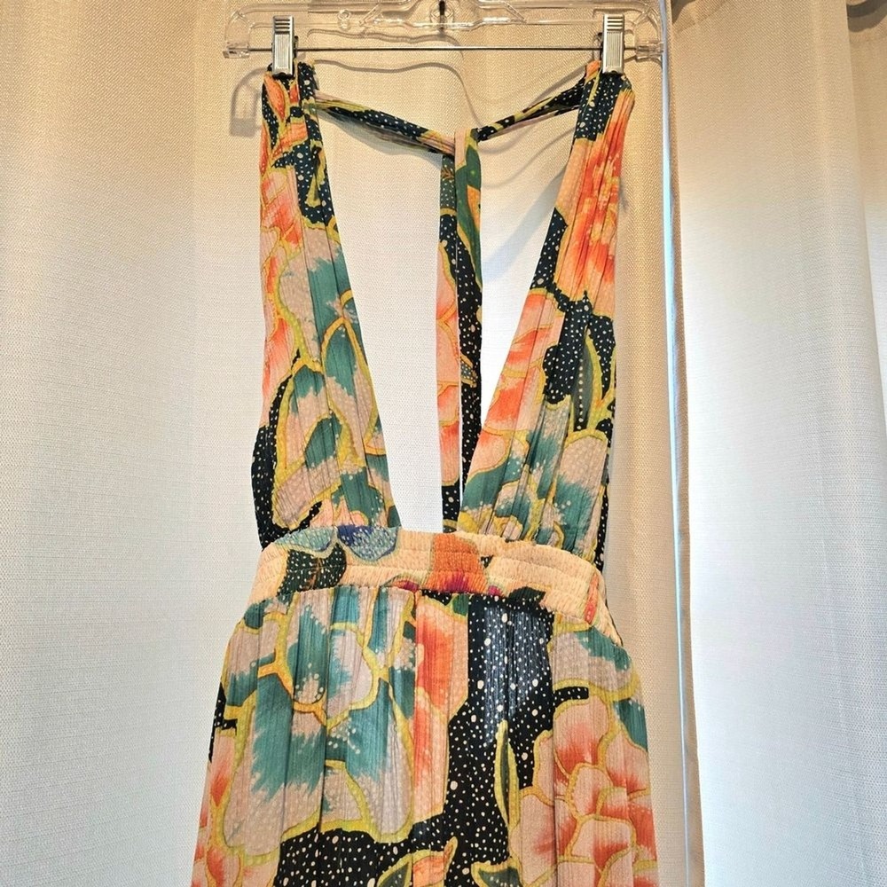 Mara Hoffman Floral Jumpsuit L Vibrant Tropical Wide Leg Boho Resort Vacation - Picture 6 of 8